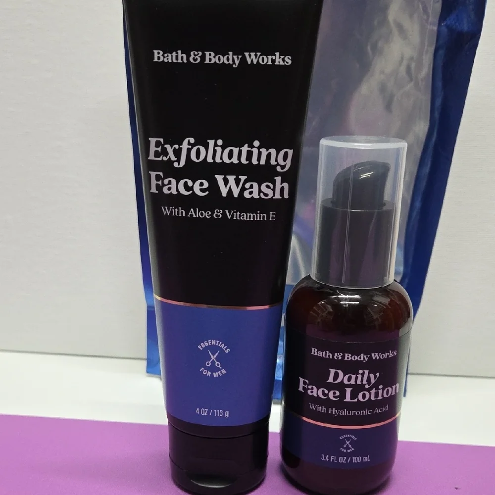Bath & Body Works Men's Face Wash and Spray Set - Blue and Black